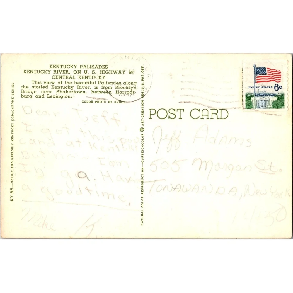 Vintage Kentucky‎ River Scenic Postcard with Speedboat, 1960s